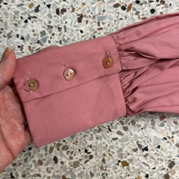NWT Zara pink ruffle front button up down small s - Picture 7 of 9